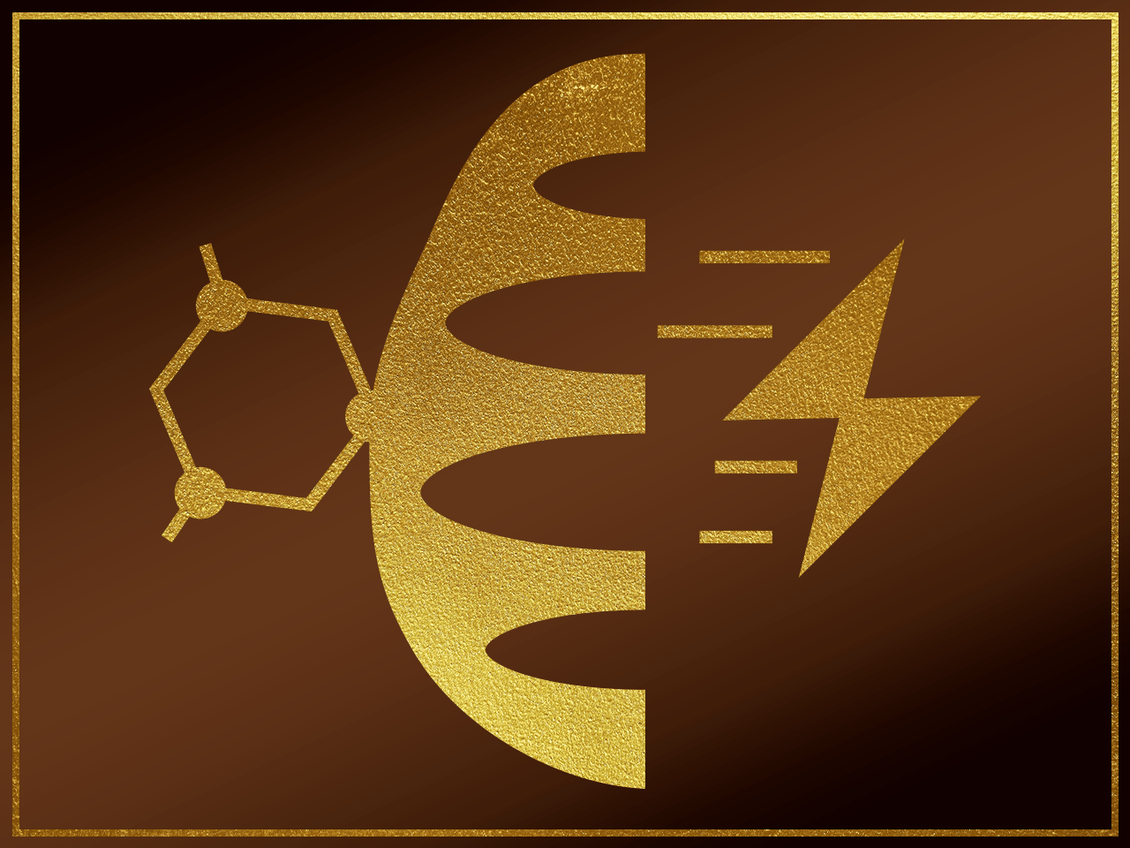 Gold icon of NAD+ molecule inside mitochondria with a lightning bolt, symbolizing energy production via ATP.