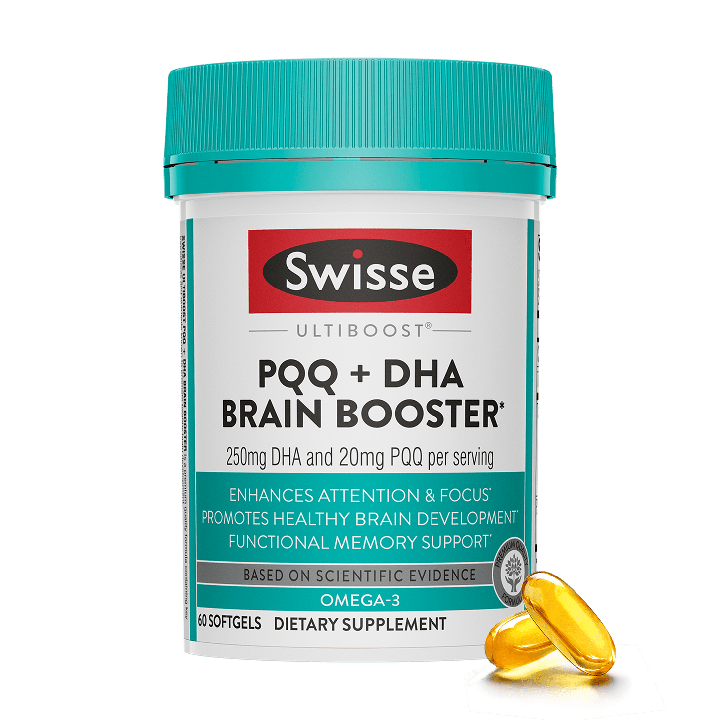 Swisse | USA PQQ + DHA Brain Booster 02-FB0-20001